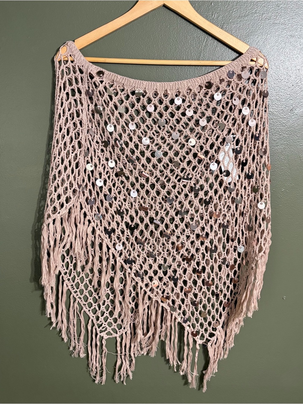 SHEIN Tan sequin poncho